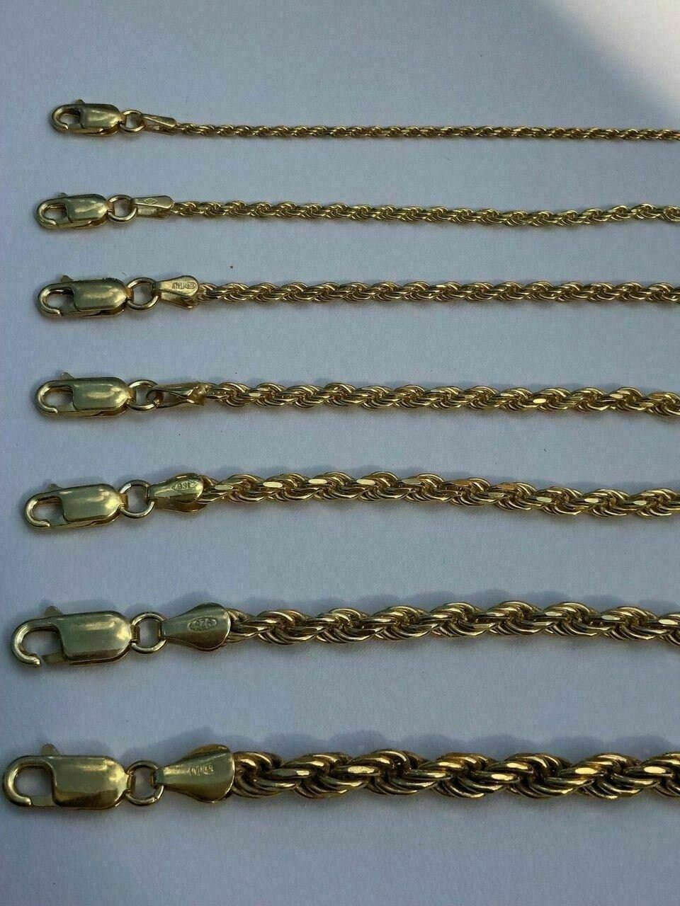 Men's Women's 14K Sterling Silver 925 Plated Thin Short Rope Chain