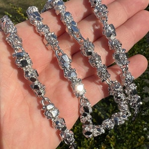 Men's Heavy 8mm 925 Solid Sterling Silver High Polished Finish Nugget Chain Necklace, 18"-30" lengths available