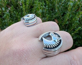 Men's Vintage Look Oxidized Solid 925 Sterling Silver Lucky