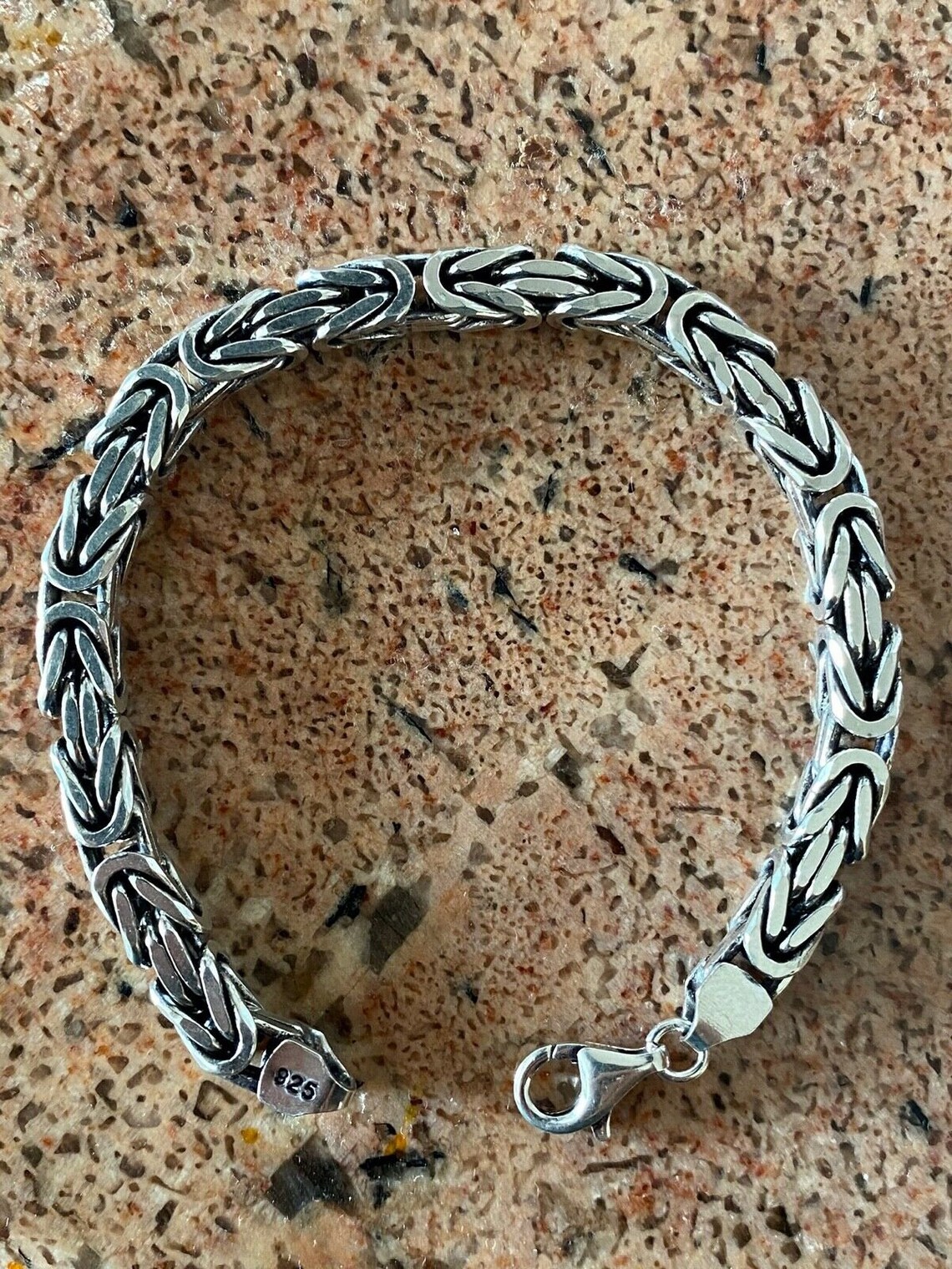Men's Byzantine Rope Bracelet Solid 925 Oxidized Sterling Silver 6mm ...