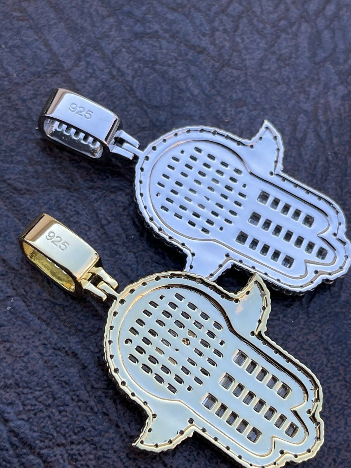 CIONDOLO A MANO HAMSA UOMO ARGENTO STERLING 925 CZ ORO - Foto 14