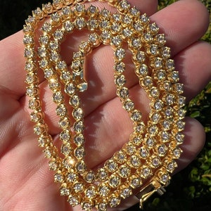 Men&#39;s Women&#39;s 3mm MOISSANITE Illusion Miracle Set 925 Sterling Silver 14k Gold Vermeil Micro Tennis Chains 16&quot; to 28&quot; PASSES DIAMOND Tester!