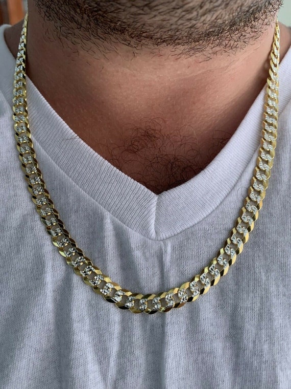Cadena De Eslabones De Plata De Ley 925 Chapada En Oro Amarillo De 14 Quilates. Todas Las Tallas. - México