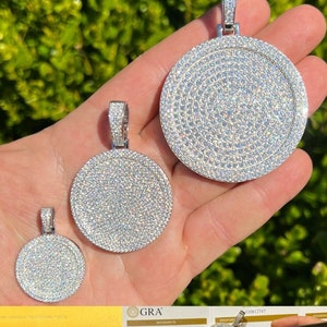 Moissanite Iced Out Round Circle Hip Hop Rapper Medallion Pendants Solid 925 Sterling Silver PASSES DIAMOND TESTER!!!, Available in 3 Sizes!