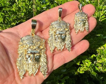 14k Gold Vermeil Jesus Pendant, Solid Sterling Silver