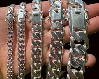 スターリングシルバー マイアミ キューバンチェーンブレスレット：6 mm