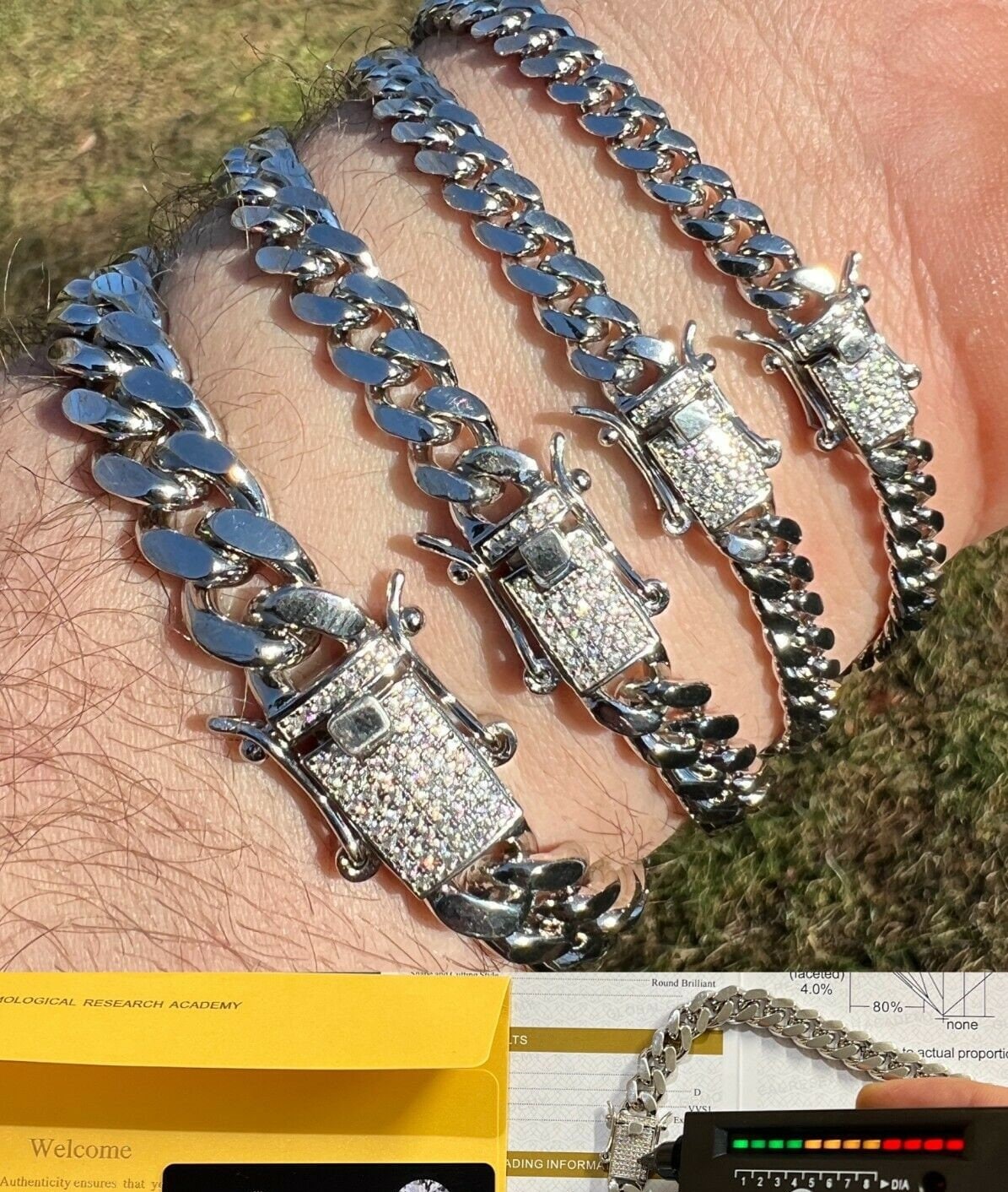 Solid 925 Sterling Silver Miami Cuban Link Bracelet With