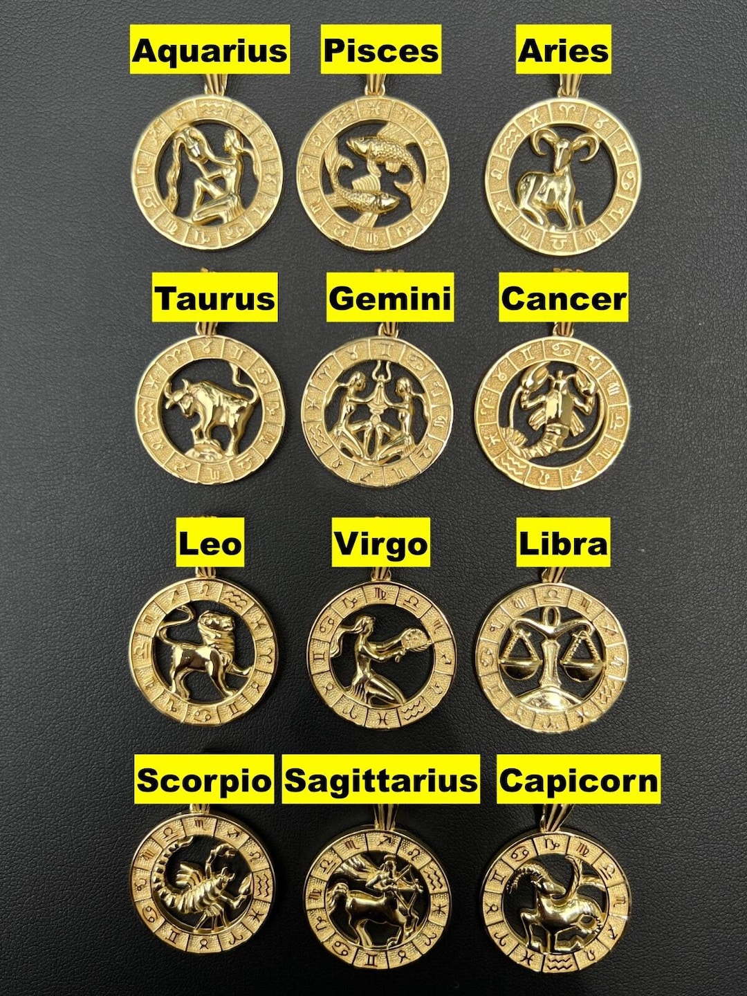 Zodiac Astrology Sign Pendants Gold Vermeil Over 925 Sterling Silver 1 Size, Pendant Only OR