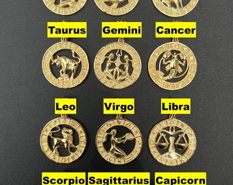 Gold Vermeil Zodiac Sign Pendant: Sterling Silver Astrology Necklace