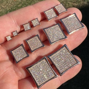 Moissanite Iced Out Kite Stud Screwback Earrings Rose Gold over Solid 925 Sterling Silver, PASSES DIAMOND TESTER!!!    4mm - 18mm Sizes!!!