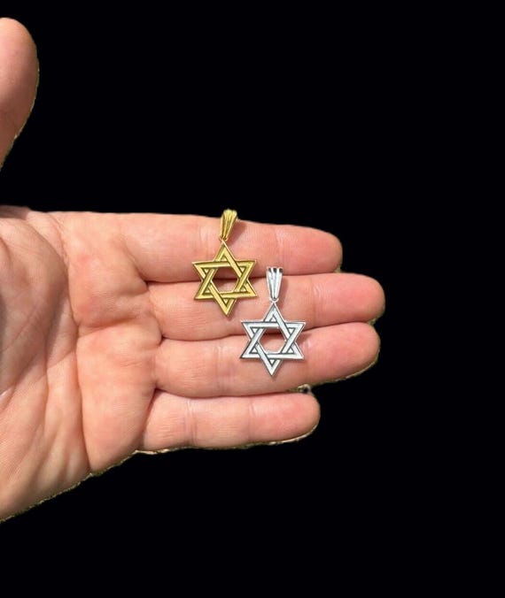 14K Gold Jüdischer Davidstern Charm Anhänger, 1.4g E4804