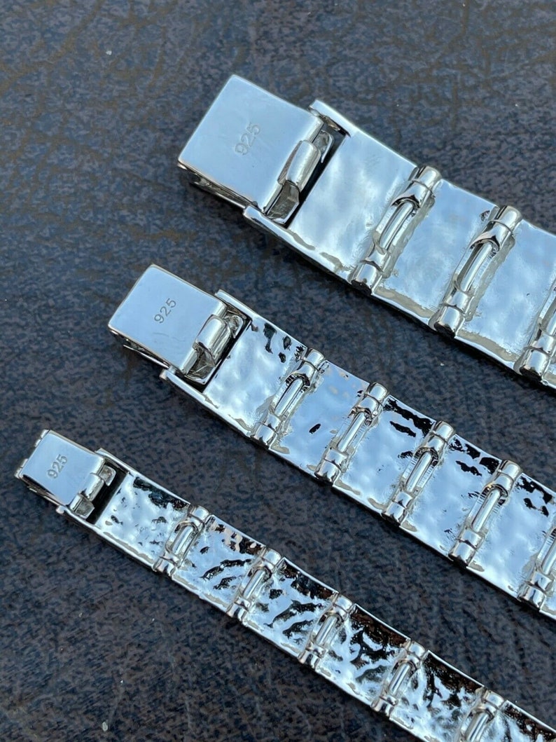 Men's Solid 925 Sterling Silver Mens Nugget Bracelet Heavy 8mm 12mm 16mm, Rapper, Hip-Hop image 7