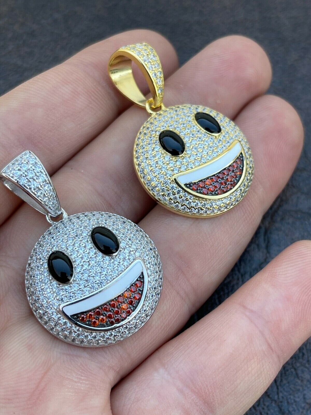 Custom Made Solid 925 Sterling Silver SMILEY FACE Emoji Custom Made Solid 925 Sterling Silver SMILEY FACE Emoji