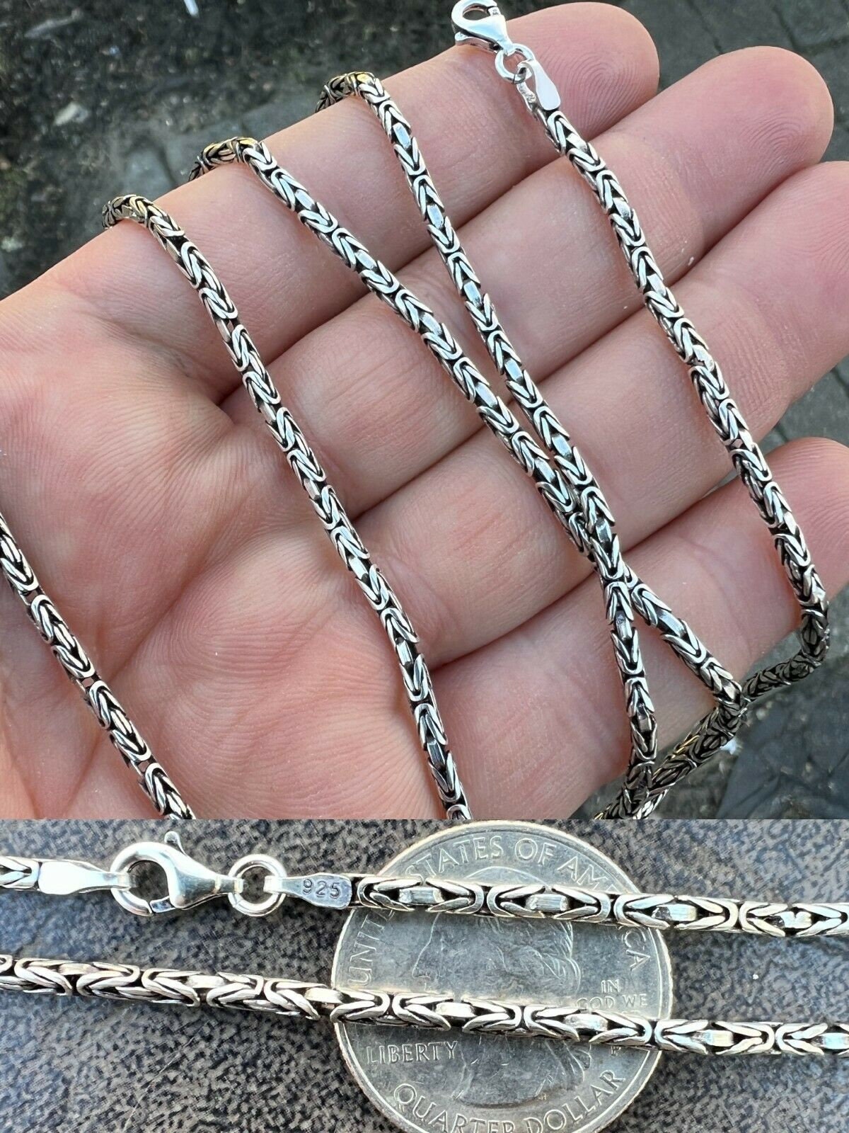 Oxidized Sterling Silver Byzantine Chain Necklace: Handmade Rope