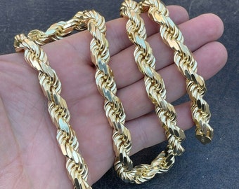 Men's 14k Gold Vermeil Sterling Silver Rope Chain: Diamond Cut