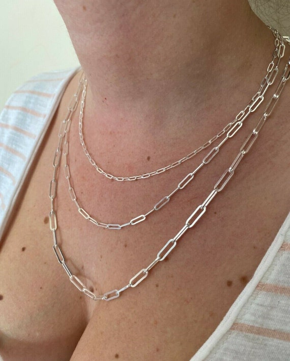 Silver Paperclip Link Chain Necklace | Claire's US