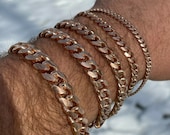 Men's Women's Rose Gold Over 925 Sterling Silver Miami Cuban Men's Women's Rose Gold Over 925 Sterling Silver Miami Cuban