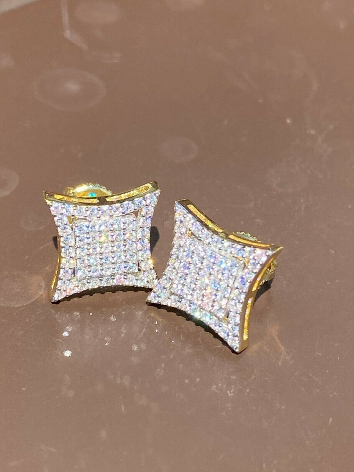 【Sentiments】NO.248 [MIX] EARRING Men's Women's 14k Yellow Gold Over 925 Sterling Silver Iced