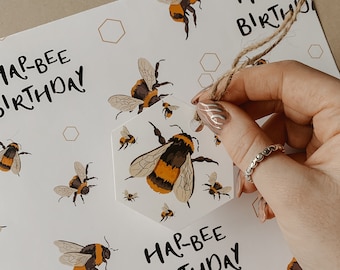 Bumble Bee, Birthday Wrapping Paper & Gift Tag / Gift Wrapping - Birthday