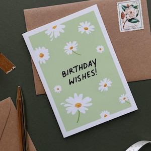 Daisy Birthday Card | Daisy Card for Her, for Sister or for Mum. Floral Birthday Card | A6 Card