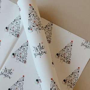 Eco-friendly Black and White Christmas Wrapping Paper Sheets From