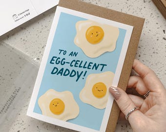 Egg-cellent Daddy | Funny Father's Day Card for Dad Jokes & Fathers Day Gifts