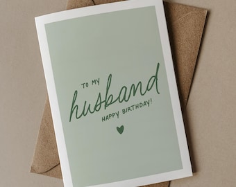 To my Husband | Birthday Card for Husband. Partner or couple, Birthday Gift, Engagement, Love you.