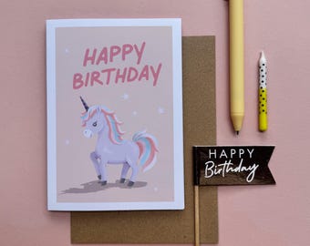 Unicorn Birthday Card | Princess Card for Daughter, Granddaughter, Niece, Sister. Children's Birthday for her
