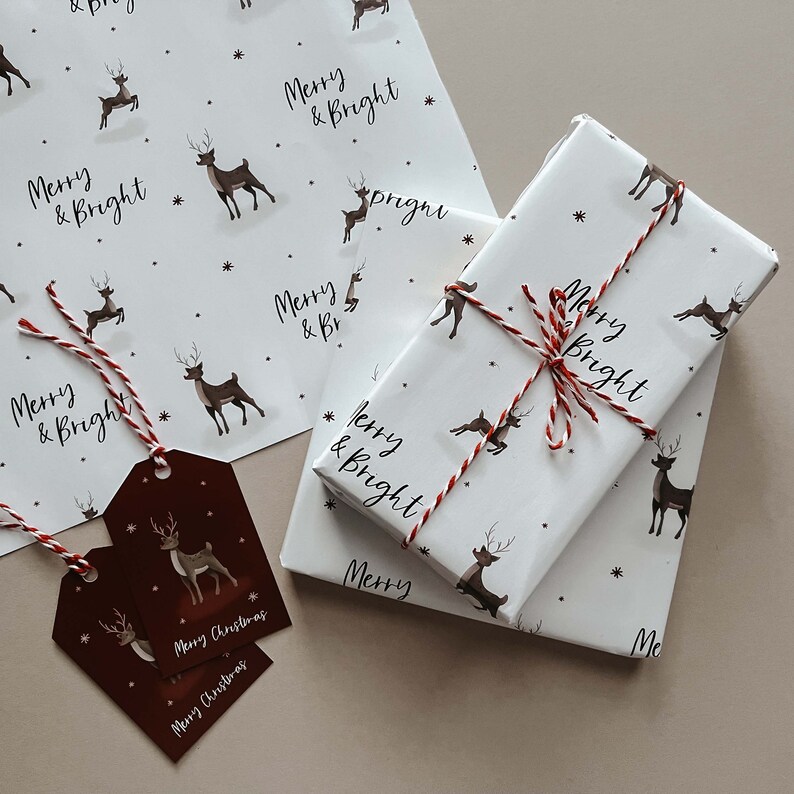 Pack of Reindeer Christmas wrapping paper