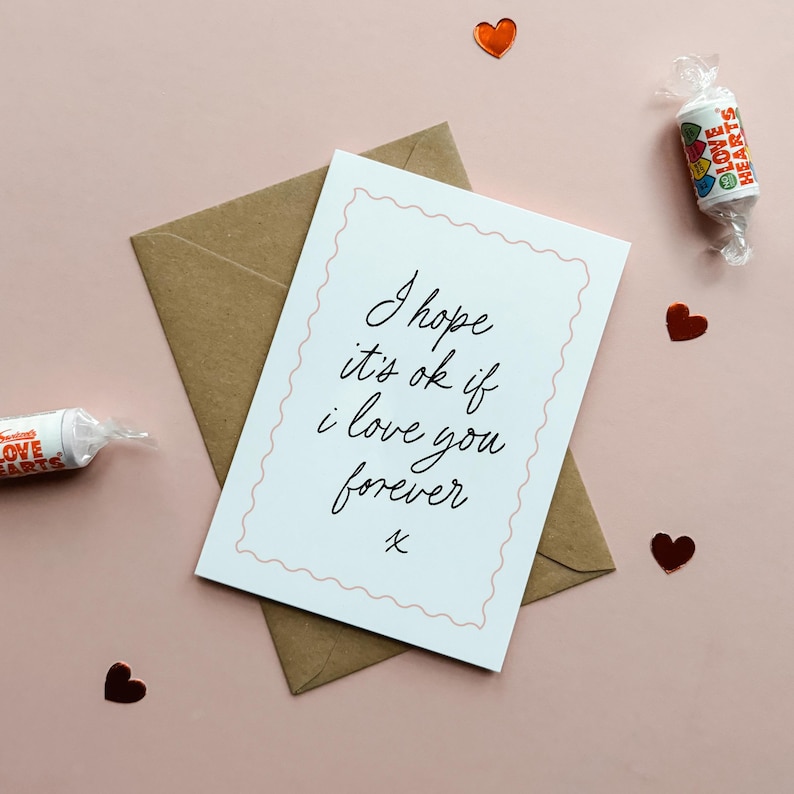 Valentines card and envelope with love hearts