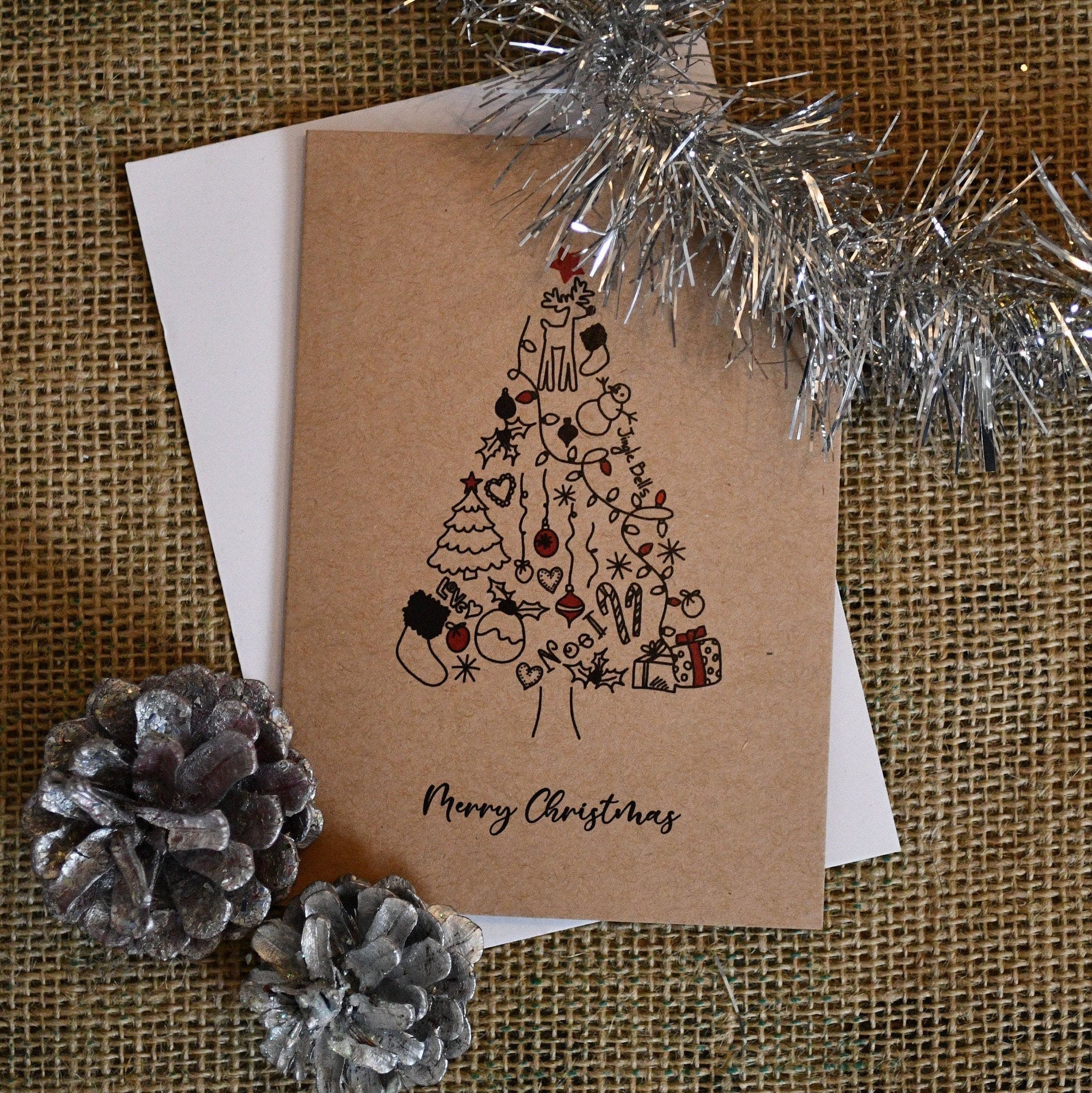 Hand Drawn Christmas Tree A6 Christmas Greeting Cards - Etsy