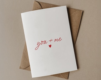 You and Me | Valentines Card for Girlfriend, Boyfriend, Husband, Wife, Fiancé & Fiancée