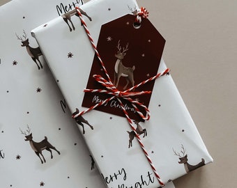 Reindeer, Christmas Wrapping Paper & Gift Tags / Gift Wrapping - Merry and Bright