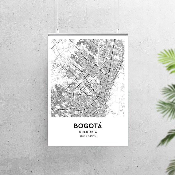 Bogota Map Print Wall Art Colombia Bogota City Map Poster Etsy