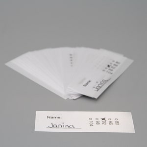 Textiletiketten Namensfeld und Größe 80-104 zum ankreuzen