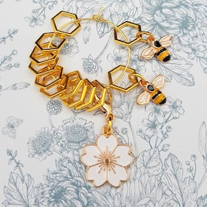 Maschenmarkierer, Bienenblumen-Strickmarkerringe, 13 Maschenmarkierer, Bienen-Idee, Blumen-Idee, Strickaccessoire, Strickgeschenk