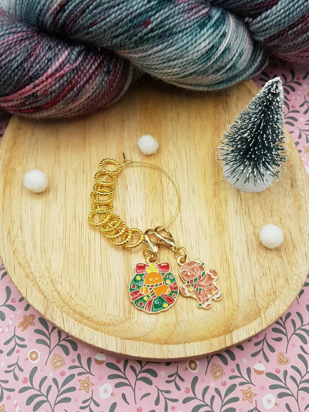 Knitting Accessory Stitch Markers, Gingerbread Knitting Marker Rings, 12 Stitch Markers ...