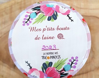 Sticker mes p'tits bouts de laine - self-adhesive label knitting woolly year - knitting & crochet accessories