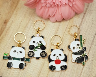 marcadores de puntadas, anillos marcadores de punto de panda kawaii, 4 marcadores de puntadas de panda, accesorio de tejer, regalo de tejer, hecho a mano