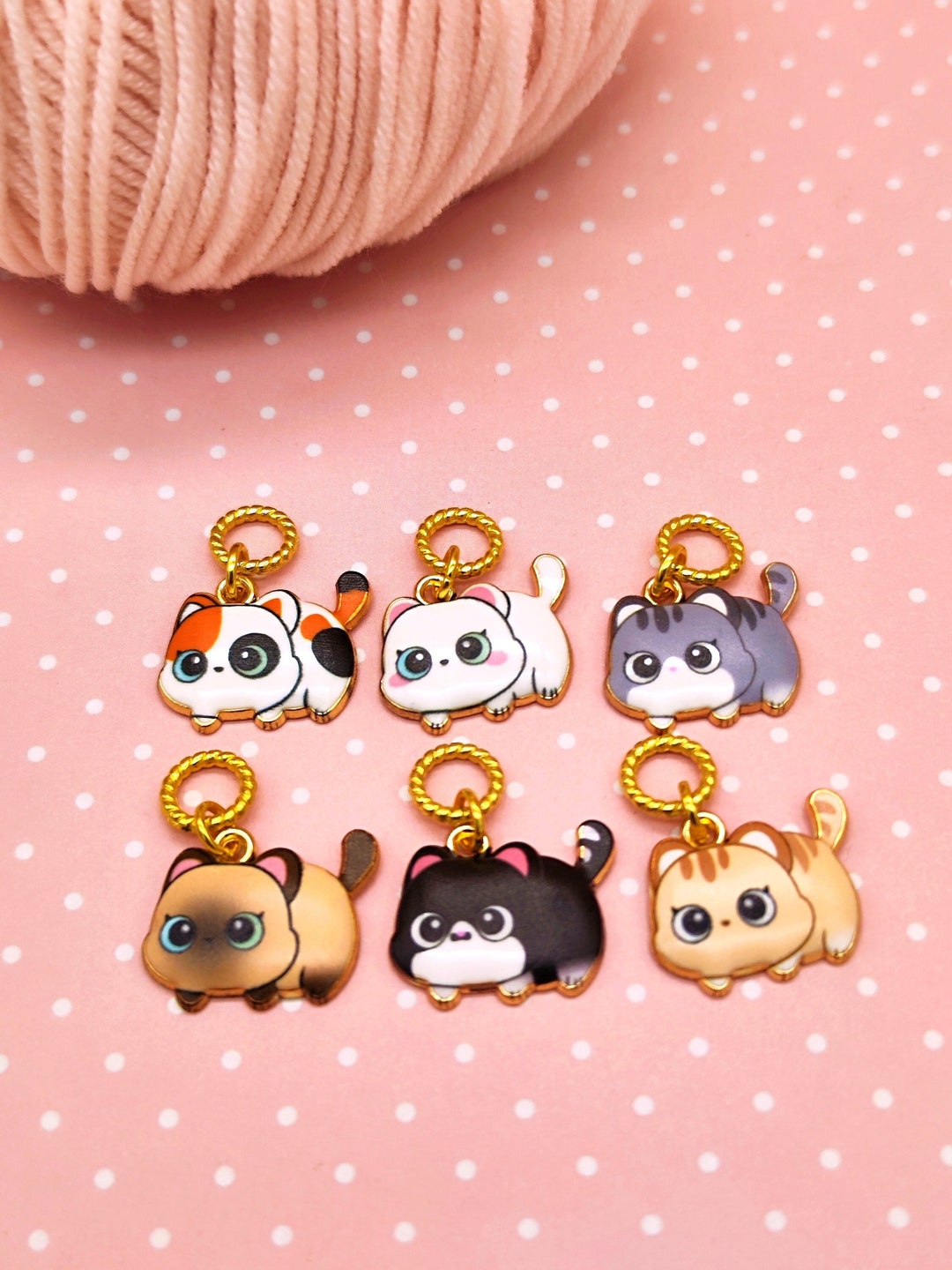 Stitch Markers Kitten Gang Knitting Marker Rings 6 Cat Etsy