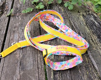 Collar and leash set Modog flowers