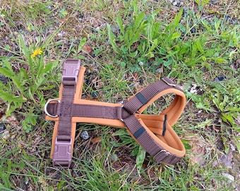 Neoprene chest harness brown caramel