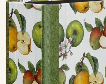 Exclusive recipe folder, apples, with linen edges, handmade