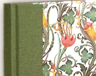 Edles Schreib - und Zeichenbuch "Perugia", orange grün, cremefarbenes Blankopapier