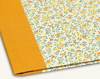 Sammelmappe orange gelb,"Vroni", mit Baumwollband, Handarbeit