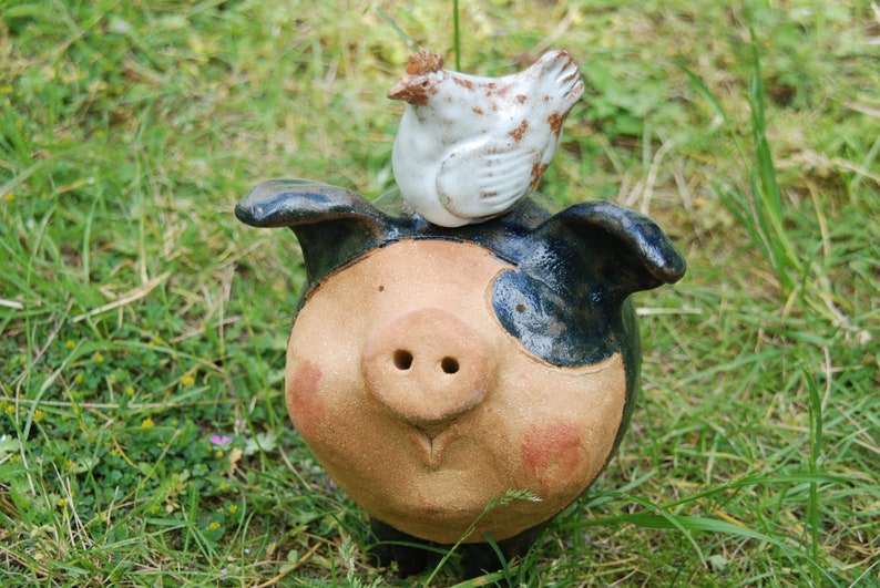 Ceramic Pig With Chicken Etsy