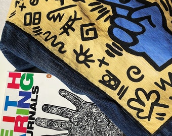 Peints à la main S/M des femmes veste Tommy Hilfiger Denim inspiré par Keith Haring