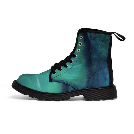 Green Blue Combat Boots Women Size 9 Retro Shoes Unique Shoes Women Rare Doc Martens Unique Gifts for Her Doc Martens Size 9 Gift Idea Etsy Canada