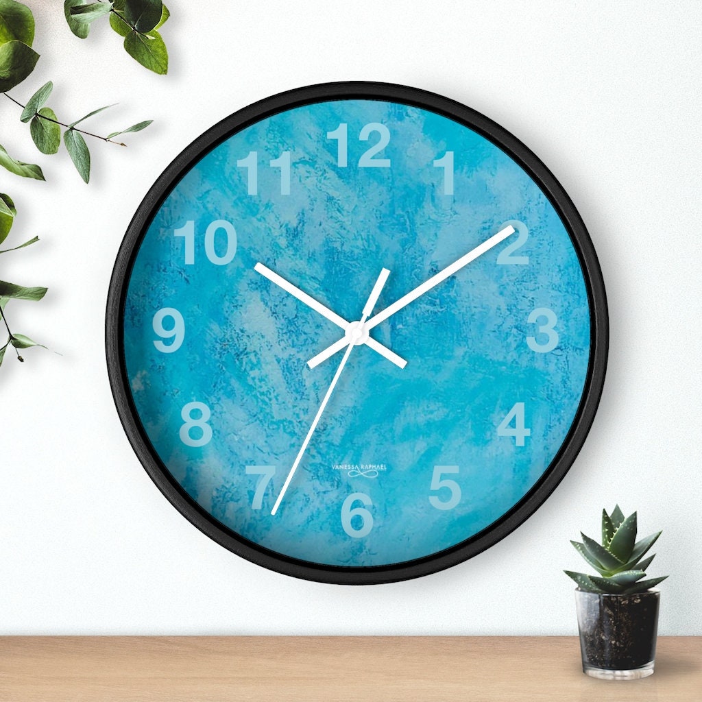 Unique Wall Clocks, Sky Blue Teen Girl Room Decor, Beach House Clock
