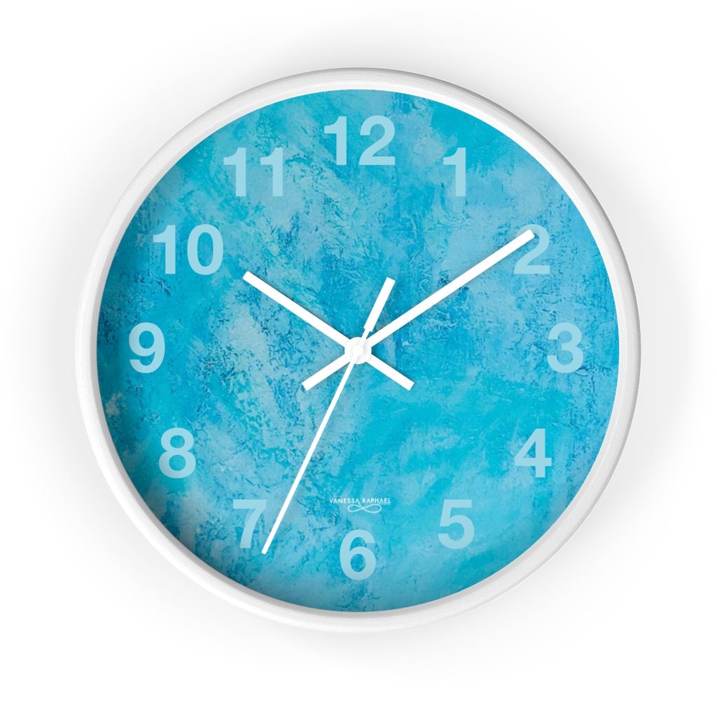 Unique Wall Clocks, Sky Blue Teen Girl Room Decor, Beach House Clock